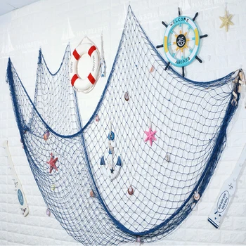 100*200CM Big Fishing Net Levert de Decoratie van het Huis wandkleden Plezier De Middellandse Zee Stijl Interieur Muur Ornamenten