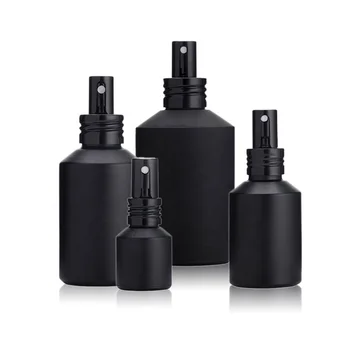 2 stuks Mat Mat Zwart Glas Spray Verstuiver Fles met Aluminium Deksel 15ml 2OZ 100ml 200ML Leeg Navulbare Parfum Essence Kit
