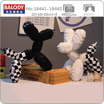Balody Animal World White Black Balloon Dog Puppy Mozaïek Pet Doll 3D Mini Diamond Blokken Bakstenen Gebouw Speelgoed Voor Kinderen, Geen Doos
