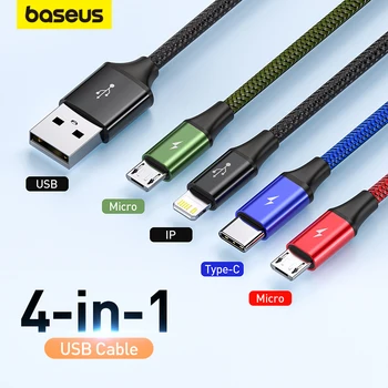 Baseus 3-in-1 USB-Kabel Type C en een Kabel voor Samsung S20 Xiaomi Mi-9-Kabel voor iPhone 12 X 11 Pro Max Huawei Lader Micro USB Kabel
