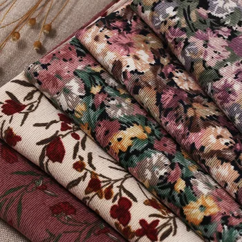 Corduroy stof Vintage floral print doek Polyester doek DIY handgemaakte kleding van Vrouwen fashion kinderkleding Sewingquilting
