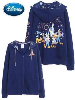 Disney Sweater 50e Verjaardag van Disney World Kasteel Mickey Mouse Brief Cartoon Print Mode Vrouwen Hooded VELOURS Jumper Tops