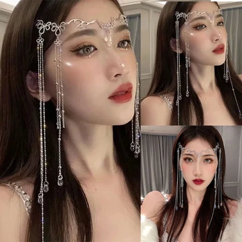 Elegant, Schitterend Strass steentjes Lange Kwastje Hairwear Waterdrop Crystal Retro Haarband voor Vrouwen in Chinese Stijl Accessoires