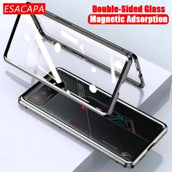 Magnetische Adsorptie Case voor de Asus ROG Telefoon 6Pro Volledige Bescherming Gehard Glas Metalen bumper Cover voor Asus ROG Phone 7 Ultimate