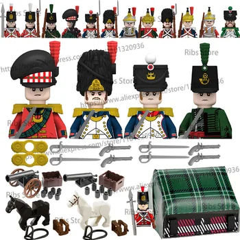 Napoleontische Oorlogen Middeleeuwse Figuren Bouwstenen Franse Fusilier Officier Infanterie Soldaten Van Het Leger Van Wapens Bakstenen Speelgoed Cadeau Kid W399