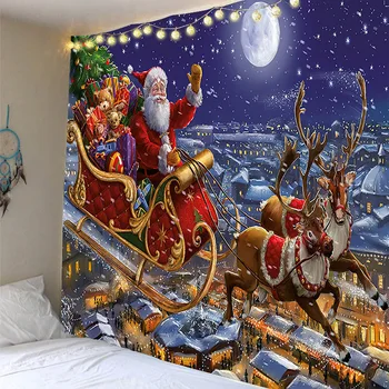 Nieuwe Kerstmis Elk Tapijt Cartoon Christmas Ornament Slaapkamer Achtergrond Muur Opknoping Decoratie Nieuwe Jaar Cadeau Muur Hangen