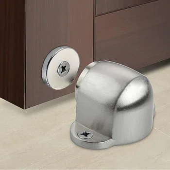 Roestvrij Staal magnetisch deurstopper Zuig-Poort Ondersteuning van Hardware Krachtige Mini Deur Stoppen met het Vangen van de Schroef Mount