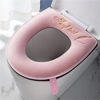 Toilet Seat Cover Winter Warme Wc-Zachte Pad met Handgreep Toilet Accessoires Zachte Pluche Rits Wc Mat Badkamer Huishouden